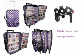 Maleta para 144 esmaltes com carrinho -1EA894roxa