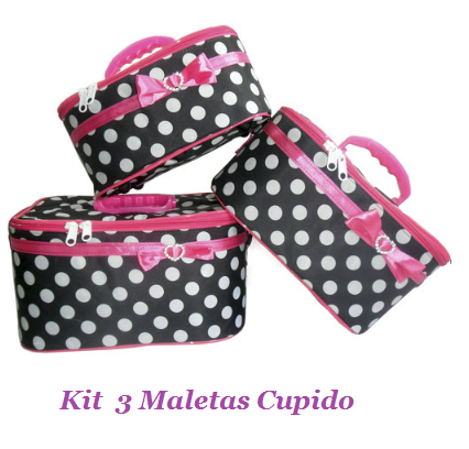 CONJUNTO C/ 3 MALETAS CUPIDO 1E9AE4preta